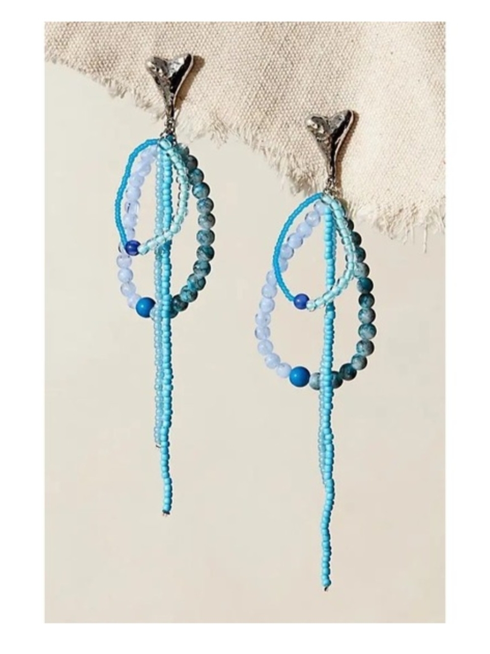 Free People Turquoise & Aqua Loop Beaded Drop Earrings